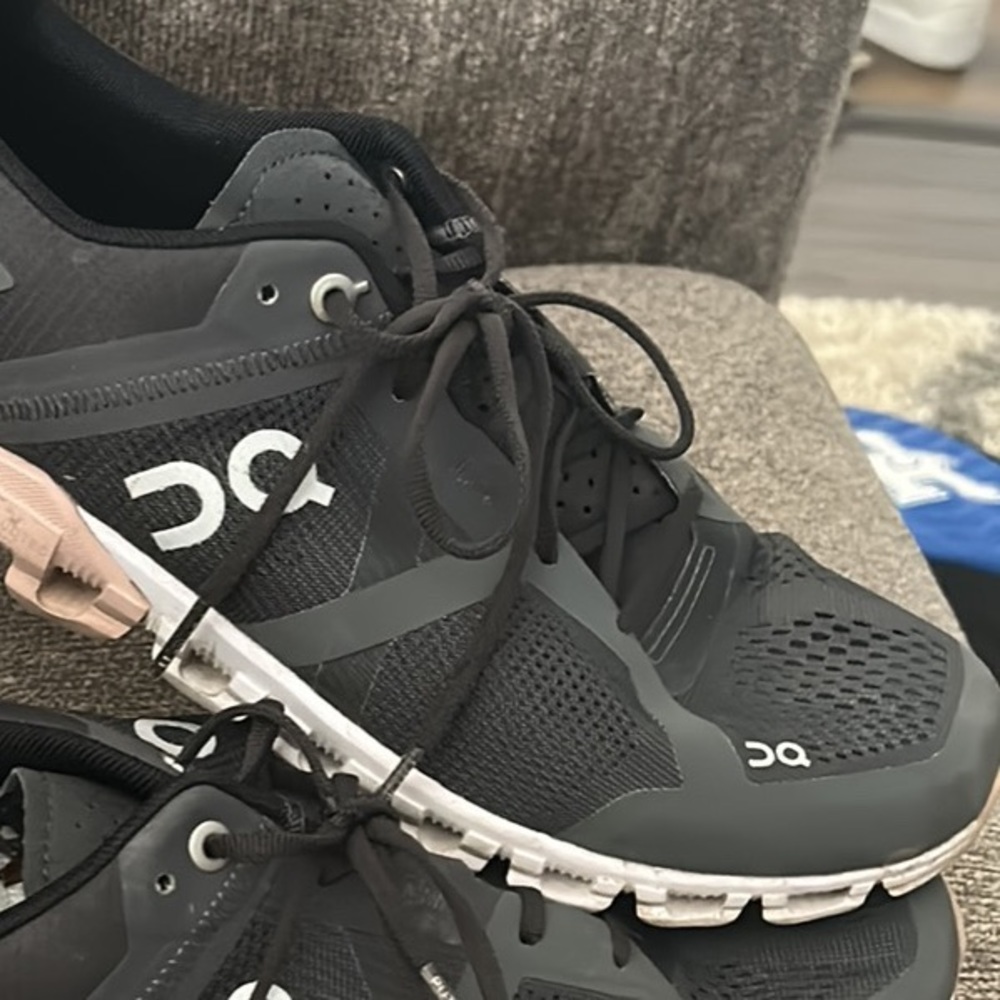 On cloud running shoes. Gray and pink. Great condition.